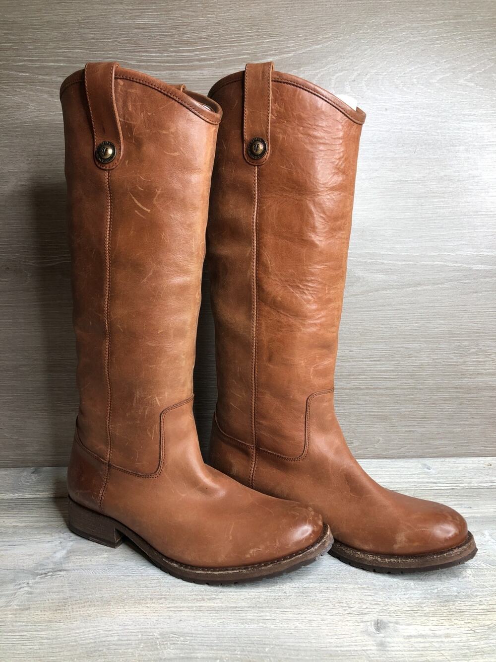 Frye Melissa Button 2 Women's Size 7 Pull On Riding Boots Cognac Brown